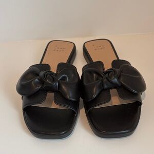 Black Bow Slide Sandals